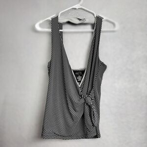 George Diagonally Striped Faux Wrap Halter Top   Size S (4-6)